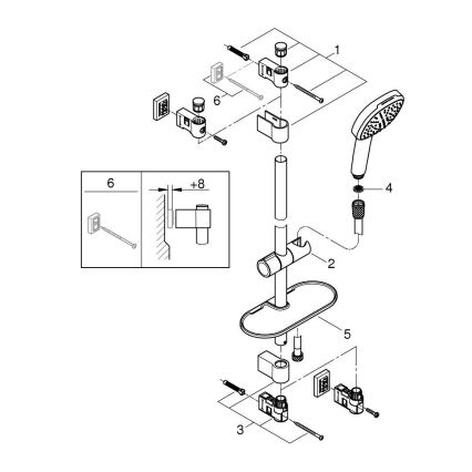 GROHE 26929001 - Душевой комплект VITALIO COMFORT 110, 600 мм, глянцевый хром