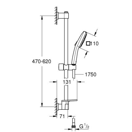 GROHE 26929001 - Душовий комплект VITALIO COMFORT 110 600 мм, блискучий хром