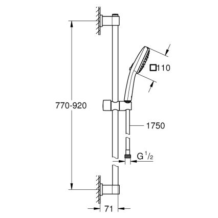 GROHE 26932001 - Душовий набір VITALIO COMFORT 110 900 мм полірований хром