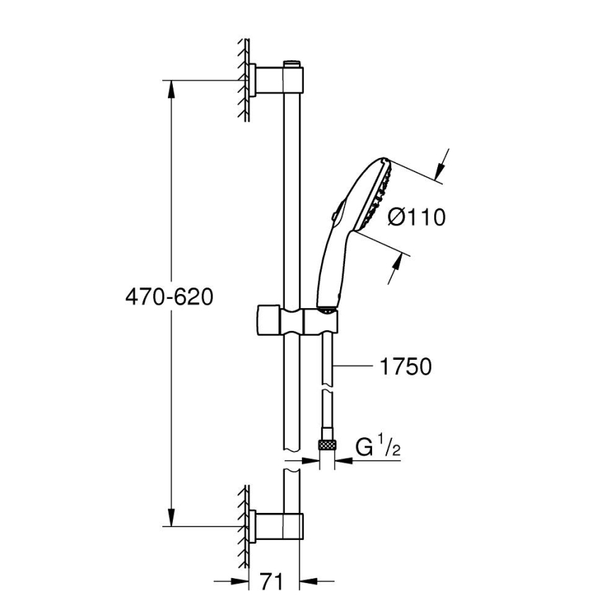 GROHE 26951001 - Душовий комплект VITALIO START 110 600 мм блискучий хром