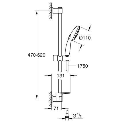 GROHE 26952001 - Душевой комплект VITALIO START 110, 600 мм, глянцевый хром