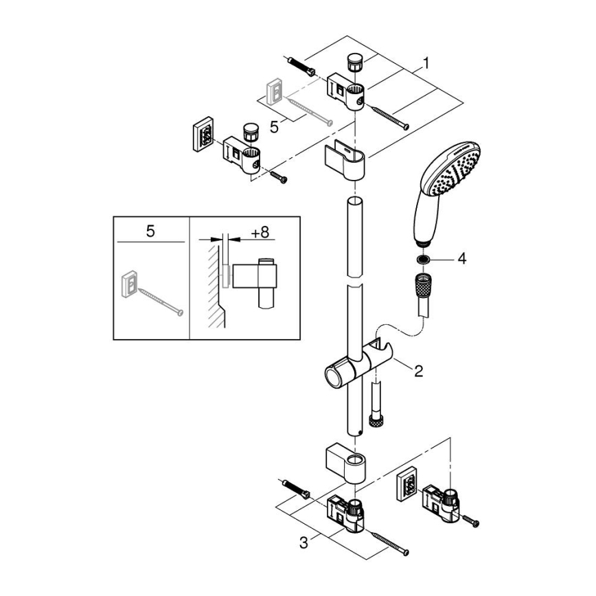 GROHE 26953001 - Душевой набор VITALIO START 110, 900 мм, глянцевый хром