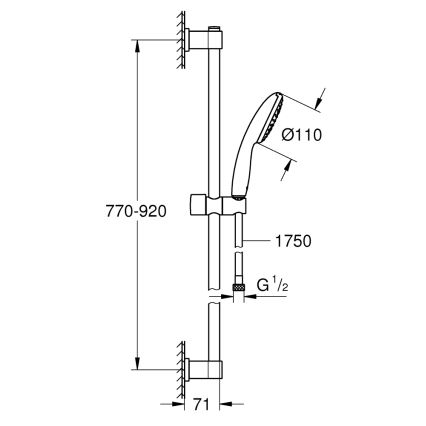 GROHE 26953001 - Душевой набор VITALIO START 110, 900 мм, глянцевый хром