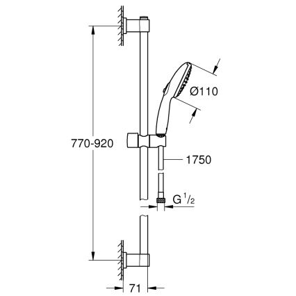 GROHE 269542431 - Душевой комплект VITALIO START 110, 900 мм, черный