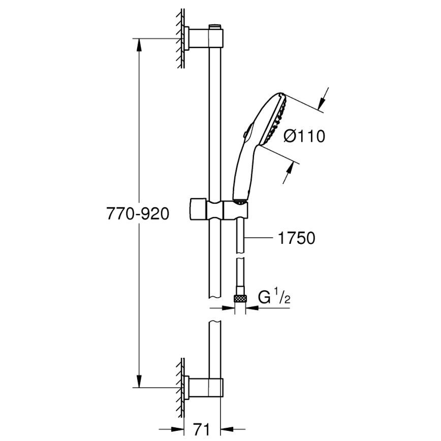 GROHE 269542431 - Душевой комплект VITALIO START 110, 900 мм, черный