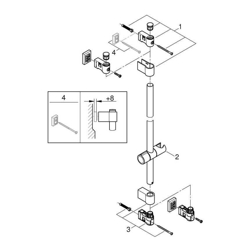 GROHE 26970001 - Душевая штанга VITALIO UNIVERSAL 1150 мм полированный хром