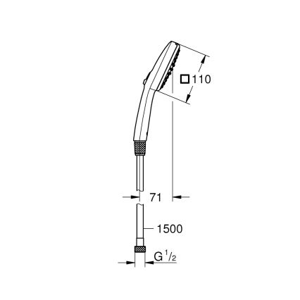 GROHE 26973001 - Ручная душевая лейка VITALIO COMFORT 110, 110 мм, полированный хром