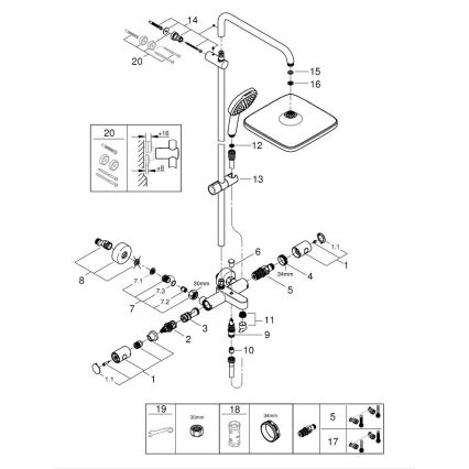 GROHE 26984001 - Душевая система VITALIO COMFORT 390 мм, глянцевый хром