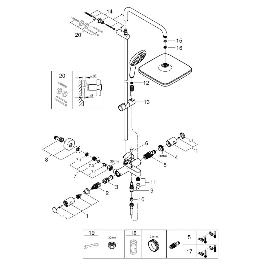 GROHE 26984001 - Душевая система VITALIO COMFORT 390 мм, глянцевый хром
