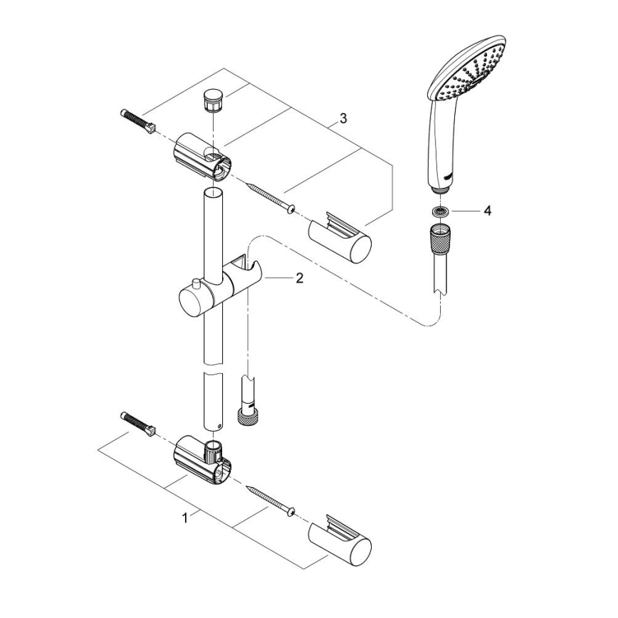 GROHE 27322000 - Душевой комплект VITALIO JOY 600 мм, полированный хром