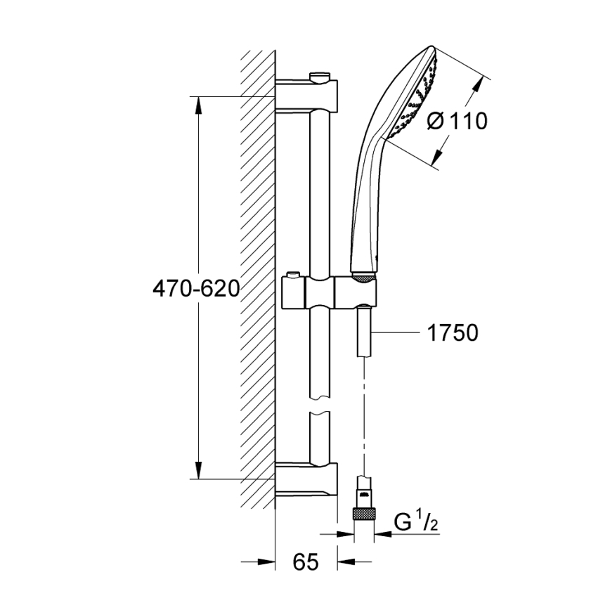 GROHE 27322000 - Душевой комплект VITALIO JOY 600 мм, полированный хром