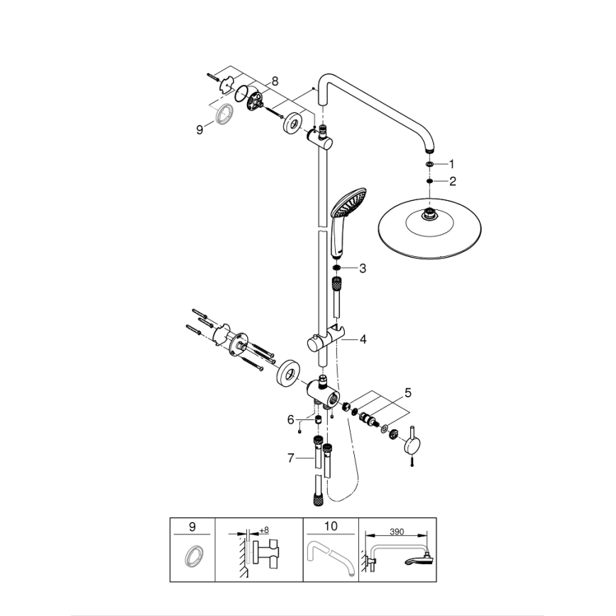 GROHE 27421002 - Душова система EUPHORIA 260 блискучий хром