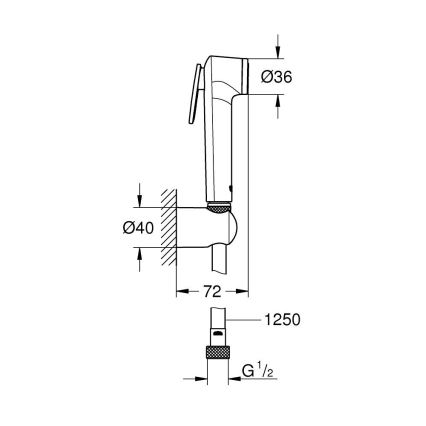 GROHE 27513GL1 - Ручной гигиенический душ TEMPESTA-F, 1250 мм, золотой