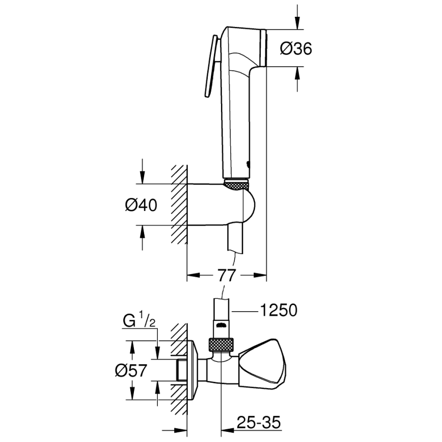 GROHE 27514001 - Ручной гигиенический душ для биде TEMPESTA-F TRIGGER SPRAY 30 36 мм хром