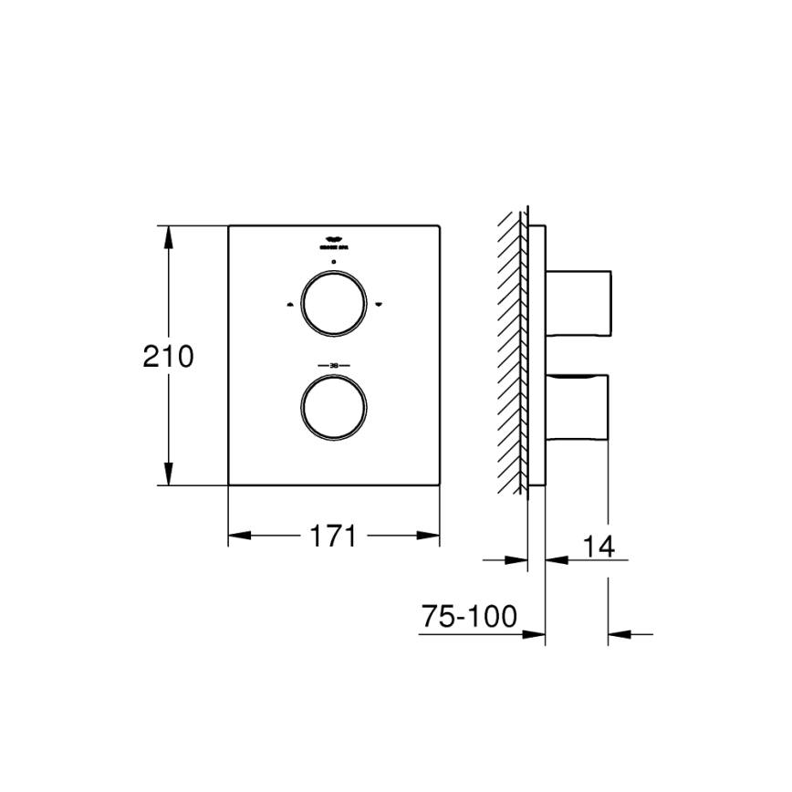 GROHE 27618000 - Термостатическая крышка GROHTHERM F полированный хром