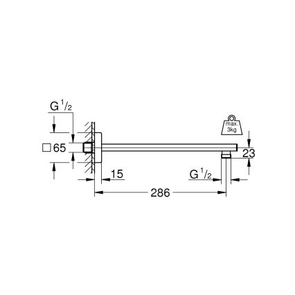 GROHE 27709000 - Душовий кронштейн RAINSHOWER 286 мм, блискучий хром