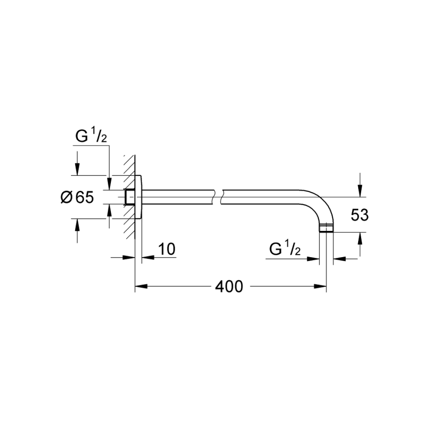 GROHE 27851000 - Душове плече TEMPESTA 400 мм полірований хром