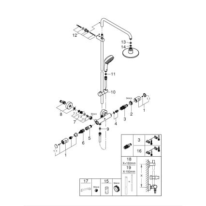 GROHE 27922000 - Душевая система TEMPESTA COSMOPOLITAN 160 мм полированный хром