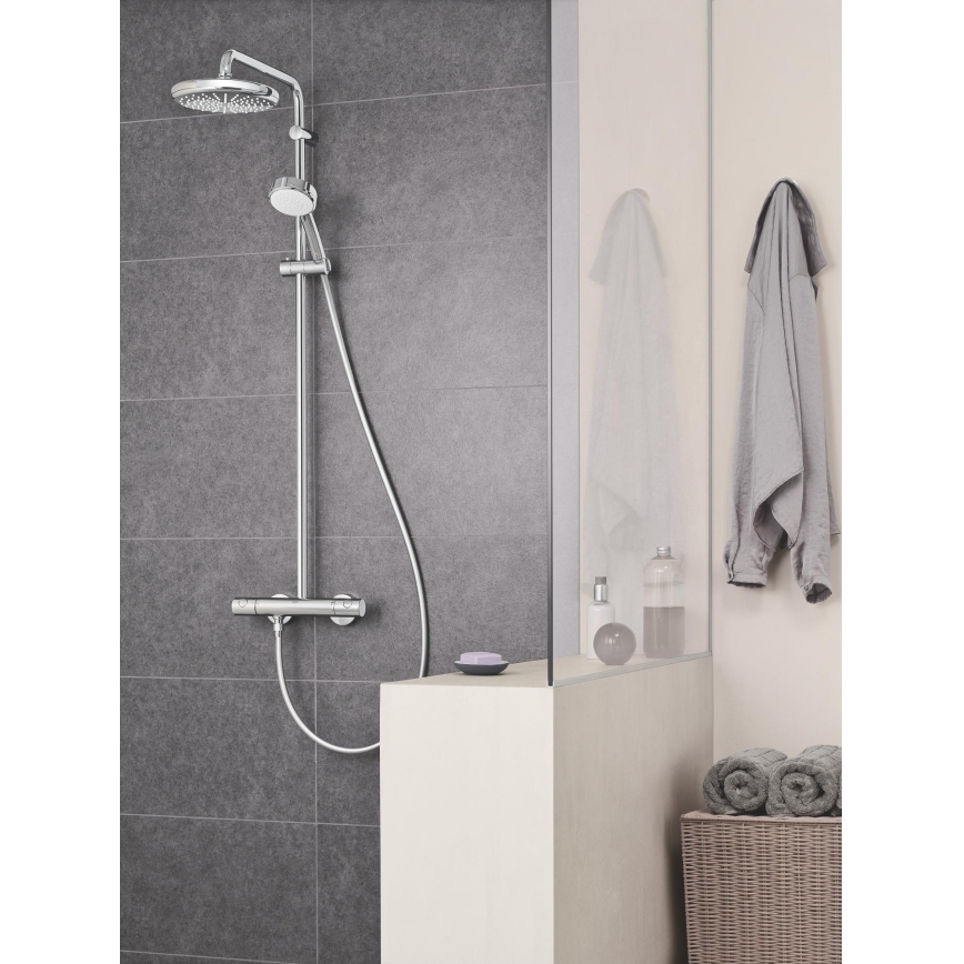 GROHE 27922001 - Душевой комплект с термостатическим смесителем TEMPESTA COSMOPOLITAN 210 полированный хром