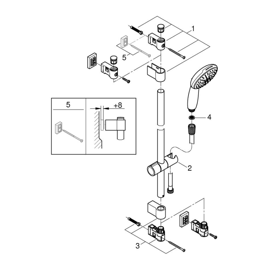 GROHE 27948001 - Душовий набір VITALIO START 110 600 мм глянцевий хром