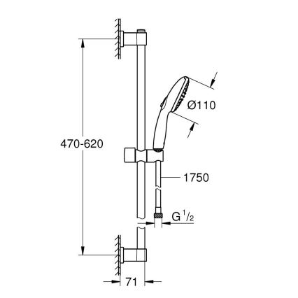 GROHE 27948001 - Душовий набір VITALIO START 110 600 мм глянцевий хром