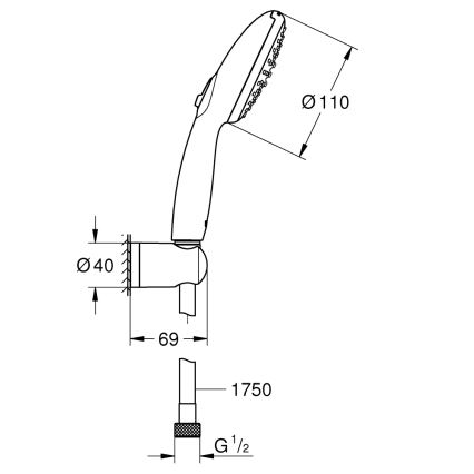 GROHE 279502431 - Душевой комплект VITALIO START 110, 110 мм, черный
