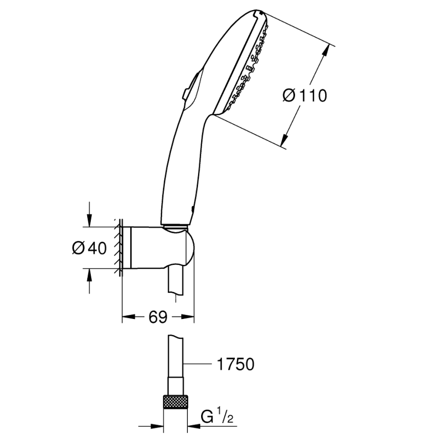 GROHE 279502431 - Душевой комплект VITALIO START 110, 110 мм, черный