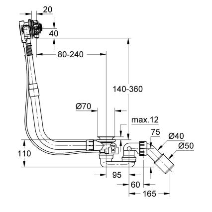 GROHE 28990000 - комплект для наполнения, слива и перелива ванны TALENTOFILL, хром