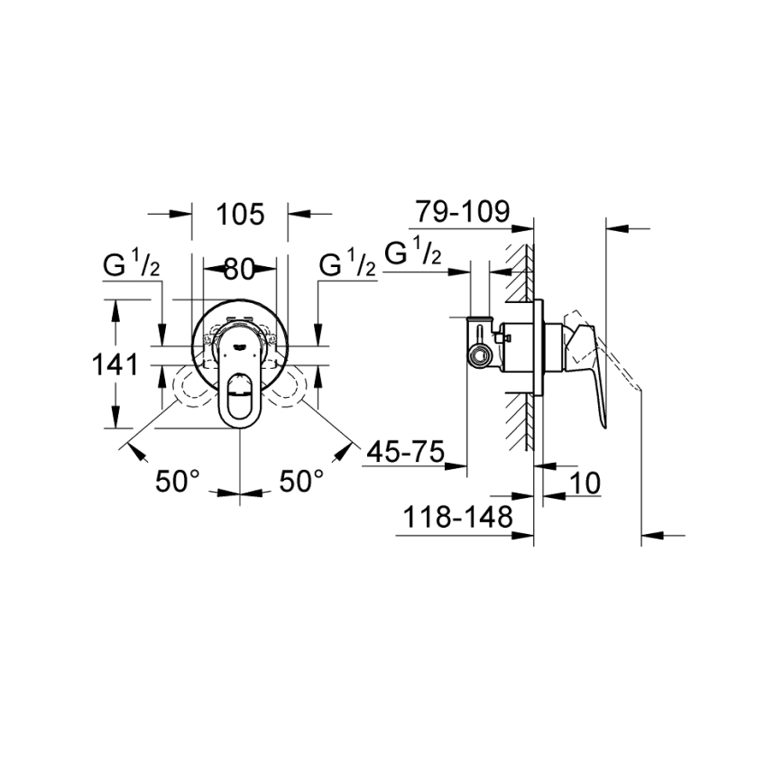 GROHE 29042000 - Душевой смеситель BAULOOP, полированный хром