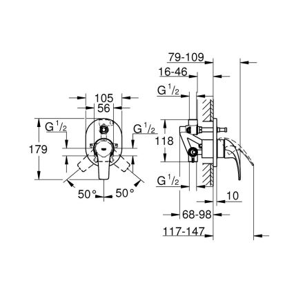 GROHE 29043000 - ванний змішувач EUROCUBE полірований хром