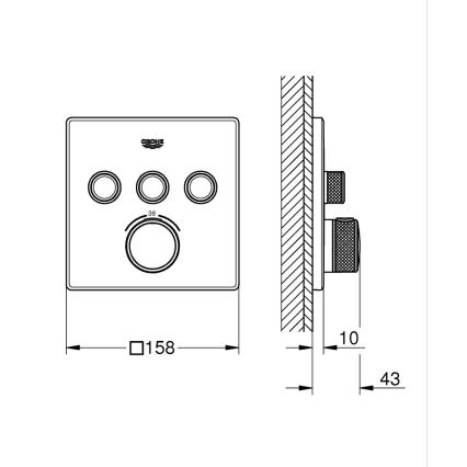GROHE 29126AL0 - Термостат GROHTHERM SMARTCONTROL 158 × 158 мм графіт