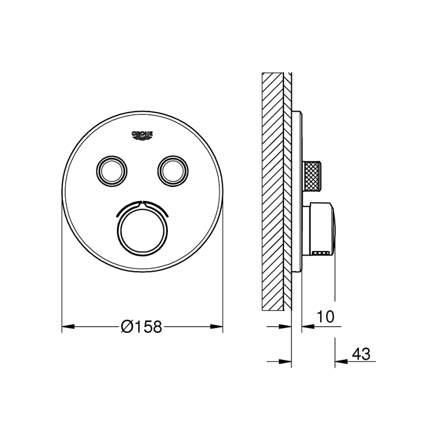 GROHE 29145000 - Накладка для прихованого монтажу змішувача SMARTCONTROL, блискучий хром