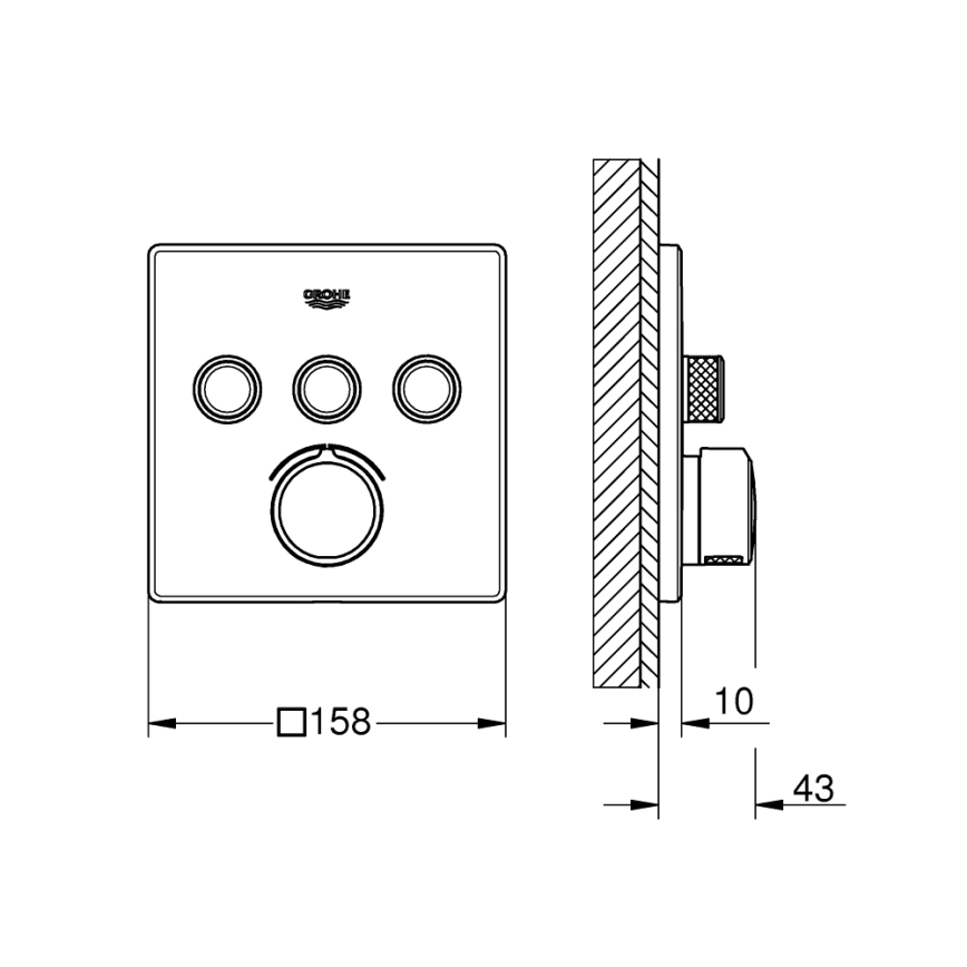 GROHE 29149000 - Накладка для смесителя скрытой установки SMARTCONTROL, 158 × 158 мм, хром