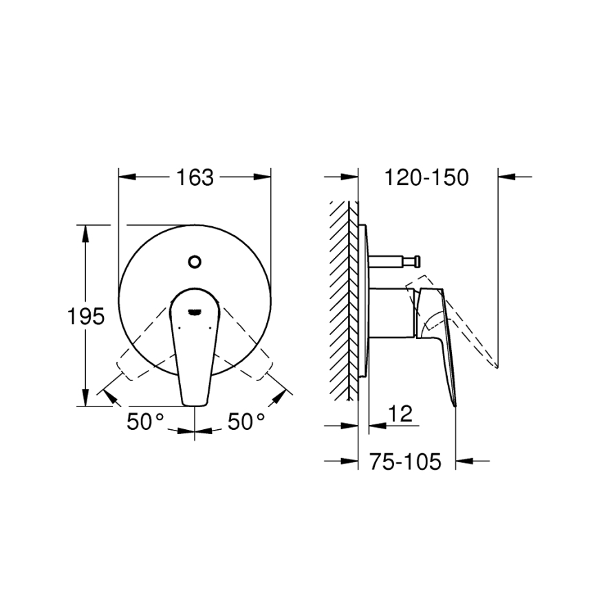 GROHE 29190001 - Ванный смеситель BAUEDGE DN 15 глянцевый хром