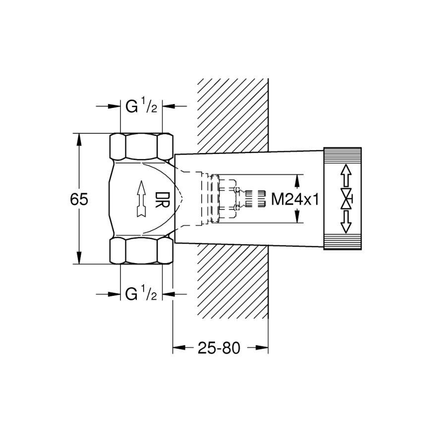 GROHE 29800000 - Нижній елемент вбудованого вентиля DN 15, латунь