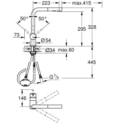 GROHE 30274000 - Кухонный смеситель с L-образным изливом, глянцевый хром