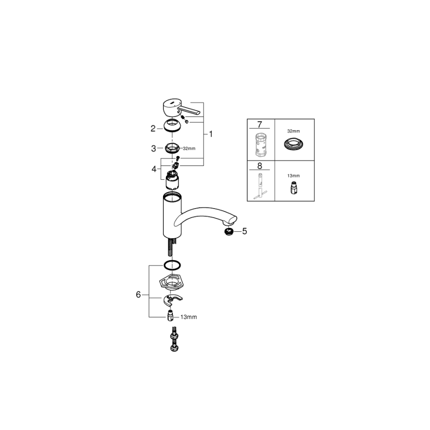 GROHE 30358000 - Кухонный смеситель SWIFT 227 мм, полированный хром