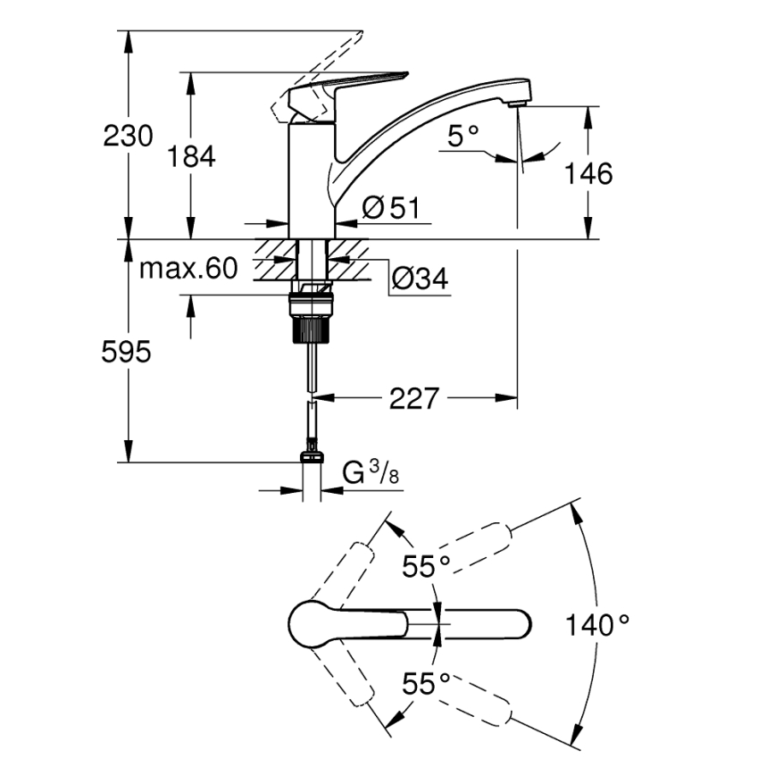 GROHE 30530002 - смеситель для мойки START, блестящий хром