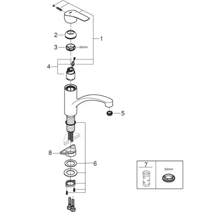 GROHE 305302432 - Кухонный смеситель START 184 мм, чёрный