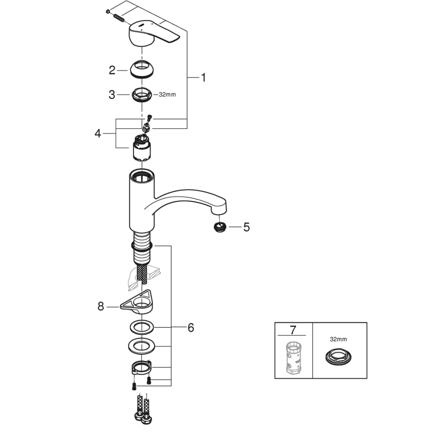 GROHE 305302432 - Кухонный смеситель START 184 мм, чёрный
