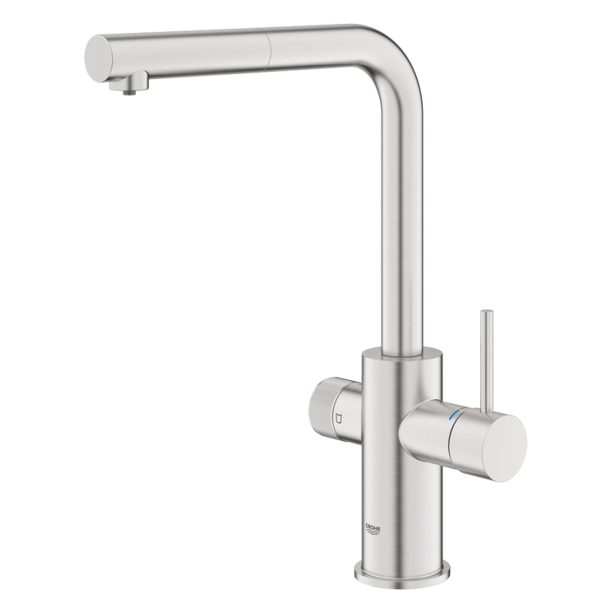 GROHE 30590DC0 - Кухонный смеситель с выдвижной лейкой BLUE PURE, нержавеющая сталь