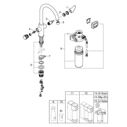 GROHE 30593000 - Кухонний змішувач BLUE PURE, C-вилив, блискучий хром
