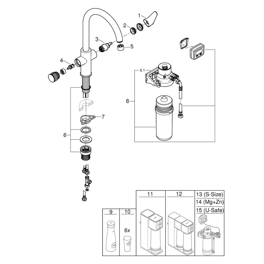 GROHE 30593000 - Кухонний змішувач BLUE PURE, C-вилив, блискучий хром
