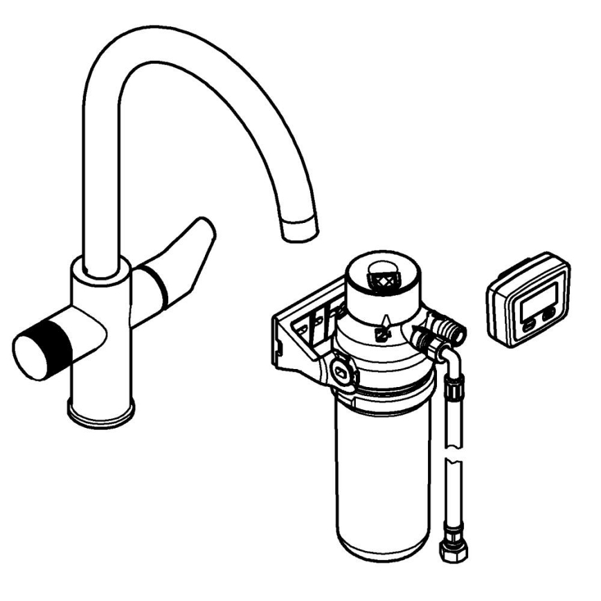 GROHE 30593000 - Кухонний змішувач BLUE PURE, C-вилив, блискучий хром