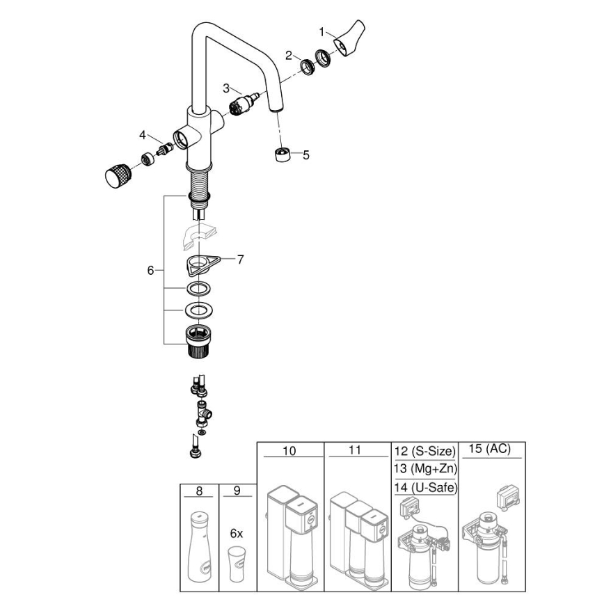 GROHE 30595000 - Змішувач для мийки BLUE PURE Start, 366 мм, глянцевий хром