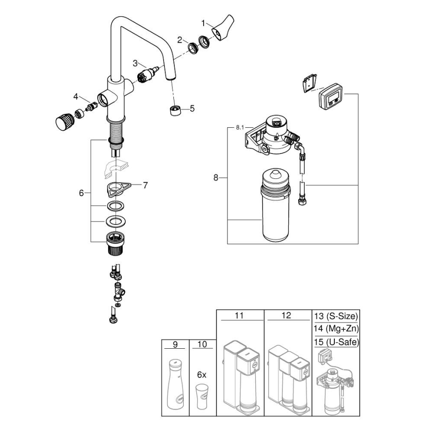 GROHE 30596000 - Кухонный смеситель BLUE PURE с функцией фильтрации, полированный хром