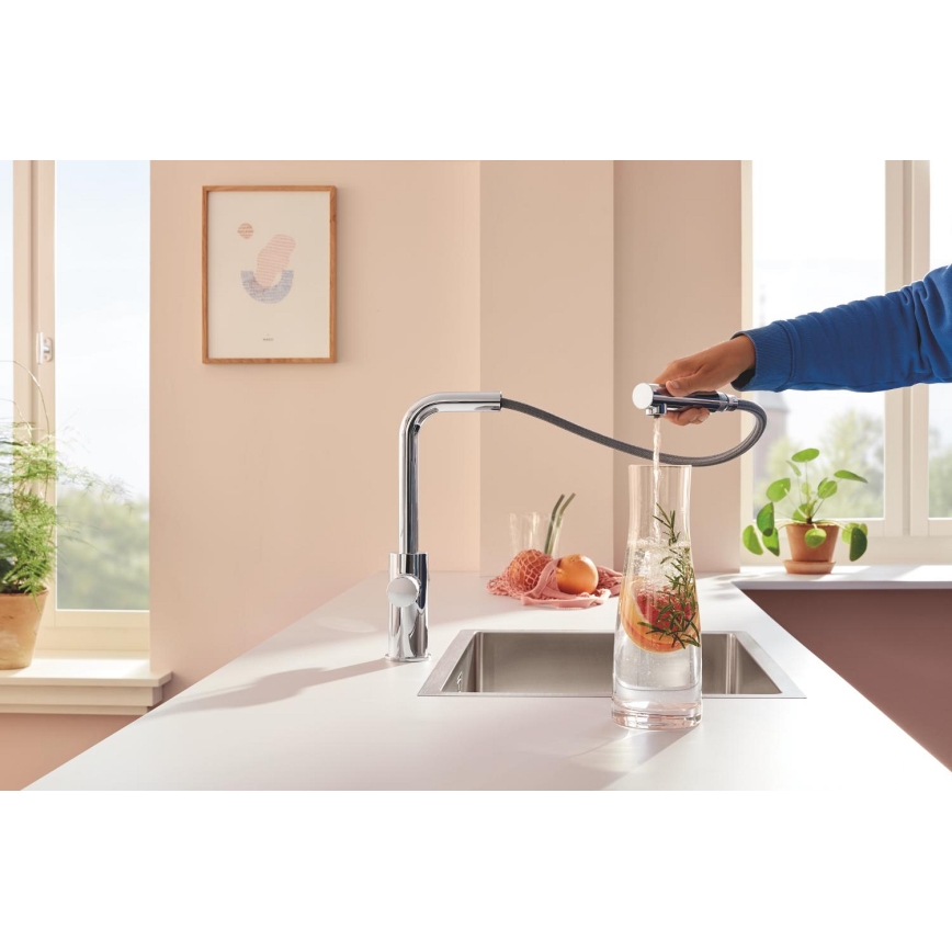 GROHE 30601000 - Кухонный смеситель BLUE PURE A с выдвижной лейкой, глянцевый хром