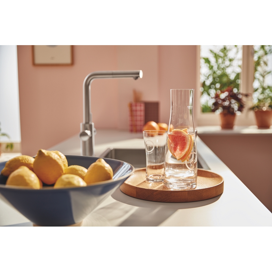 GROHE 30601DC0 - кухонный смеситель BLUE PURE с выдвижной лейкой из нержавеющей стали