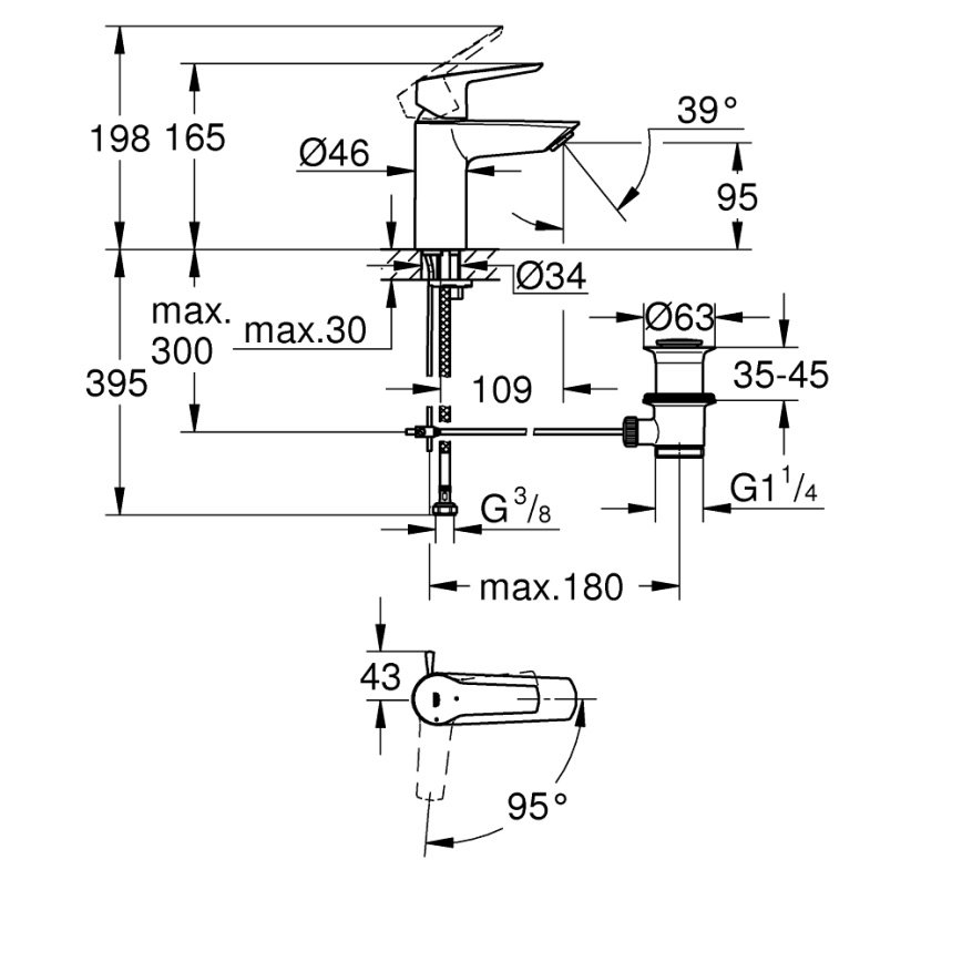 GROHE 31137002 - Раковинный смеситель QUICKFIX START, размер S, полированный хром