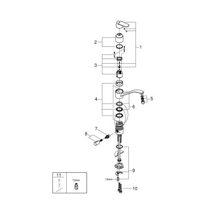 GROHE 31161000 - Змішувач для мийки EUROSMART COSMOPOLITAN 140° полірований хром